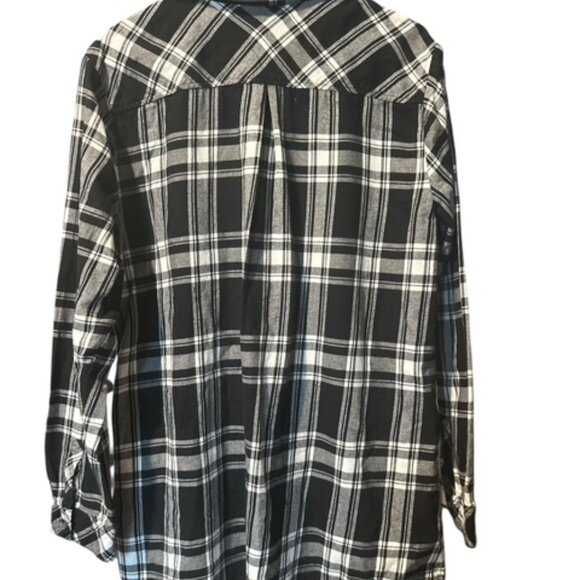 Croft & Barrow Black/White Plaid Long Sleeve Shirt-Size XL-Buttons Down 1/2 - Picture 3 of 7